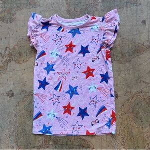 Little Sleepies Pink and Red Flutter Sleeve Tee